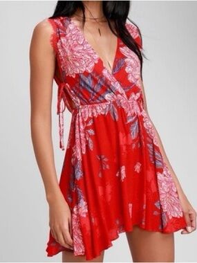 Intimately Free People Red Floral Mini Dress